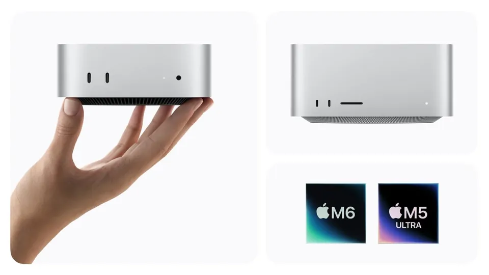 Apple Mac mini and Mac Studio with chip logos