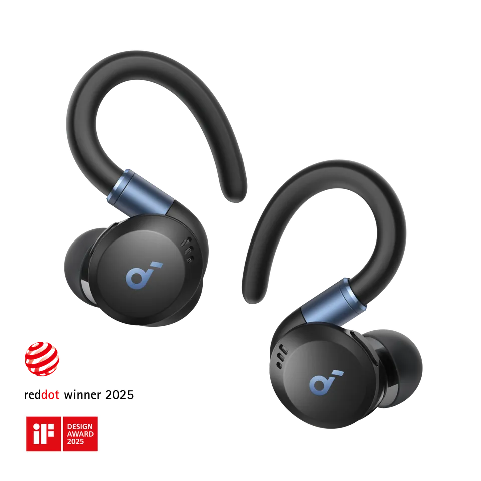Soundcore Sport X20 earbuds with adjustable ear hooks